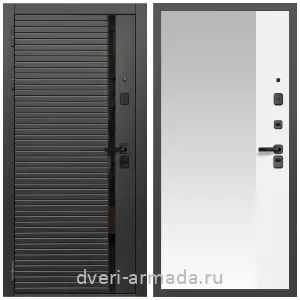Входные двери со вставками, Дверь входная Армада Каскад BLACK МДФ 10 мм / МДФ 16 мм ФЛЗ-Панорама-1, Белый матовый