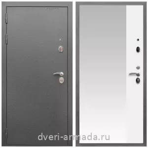 Левые входные двери, Дверь входная Армада Оптима Антик серебро / МДФ 16 мм ФЛЗ  Панорама-1 Белый матовый