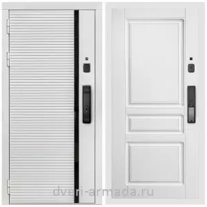 Современные входные двери, Умная входная смарт-дверь Армада Каскад WHITE МДФ 10 мм Kaadas K9 / МДФ 16 мм ФЛ-243 Ясень белый