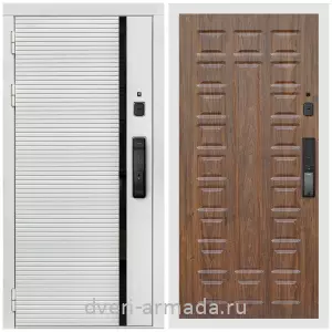 Входные двери 2050 мм, Умная входная смарт-дверь Армада Каскад WHITE МДФ 10 мм Kaadas K9 / МДФ 16 мм ФЛ-183 Мореная береза