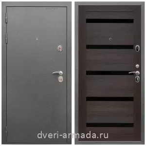 Входные двери 2050 мм, Дверь входная Армада Оптима Антик серебро / МДФ 16 мм СБ-14 Эковенге стекло черное