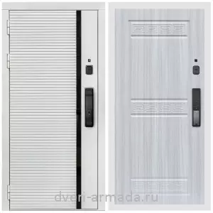 Входные двери 2050 мм, Умная входная смарт-дверь Армада Каскад WHITE МДФ 10 мм Kaadas K9 / МДФ 10 мм ФЛ-242 Сандал белый