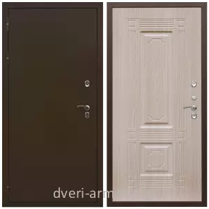 Входные двери Лондон, Дверь входная уличная в дом Армада Термо Молоток коричневый/ МДФ 6 мм ФЛ-2 Дуб белёный для дачи на заказ двухконтурная