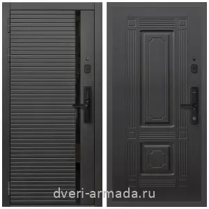 МДФ с молдингом, Умная входная смарт-дверь Армада Каскад BLACK МДФ 10 мм Kaadas S500 / МДФ 6 мм ФЛ-2 Венге