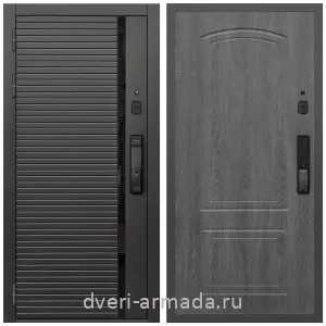 Входные двери 2050 мм, Умная входная смарт-дверь Армада Каскад BLACK МДФ 10 мм Kaadas K9 / МДФ 6 мм ФЛ-138 Дуб Филадельфия графит