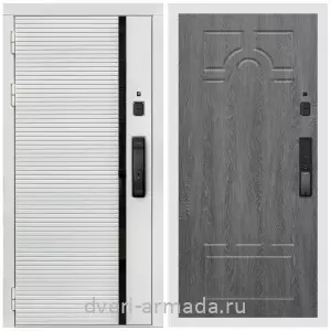 Готовые входные двери, Умная входная смарт-дверь Армада Каскад WHITE МДФ 10 мм Kaadas K9 / МДФ 6 мм ФЛ-58 Дуб Филадельфия графит