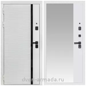Входные двери со вставками, Дверь входная Армада Каскад WHITE МДФ 10 мм / МДФ 16 мм ФЛЗ-Панорама-1, Белый матовый