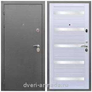Входные двери 2050 мм, Дверь входная Армада Оптима Антик серебро / МДФ 16 мм СБ-14 Сандал белый стекло белое