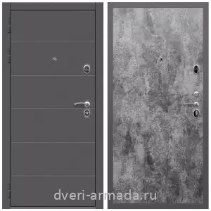 МДФ с молдингом, Дверь входная Армада Роуд МДФ 10 мм / МДФ 6 мм ПЭ Цемент темный