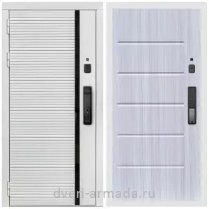 Входные двери 2050 мм, Умная входная смарт-дверь Армада Каскад WHITE МДФ 10 мм Kaadas K9 / МДФ 10 мм ФЛ-102 Сандал белый