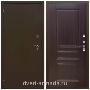 Левые входные двери, Дверь входная стальная утепленная в дом Армада Термо Молоток коричневый/ МДФ 6 мм ФЛ-243 Эковенге в коттедж минеральная плита